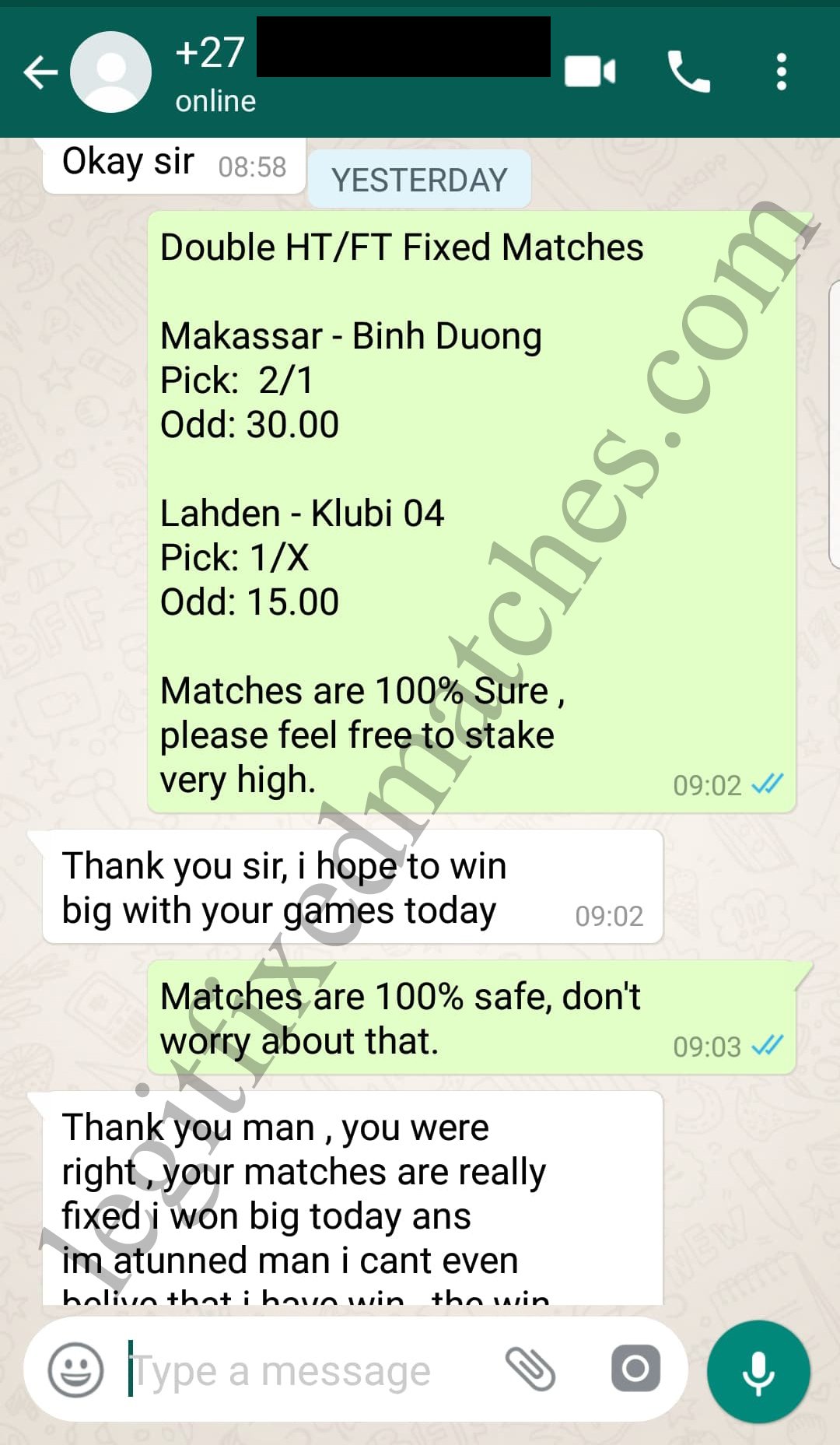 Betting fixed matches